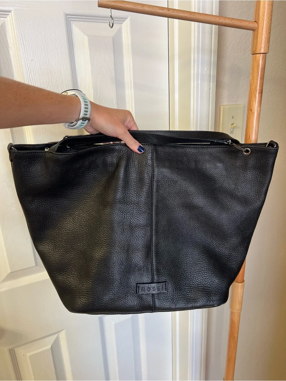 Black Pebble Leather Hobo Bag
